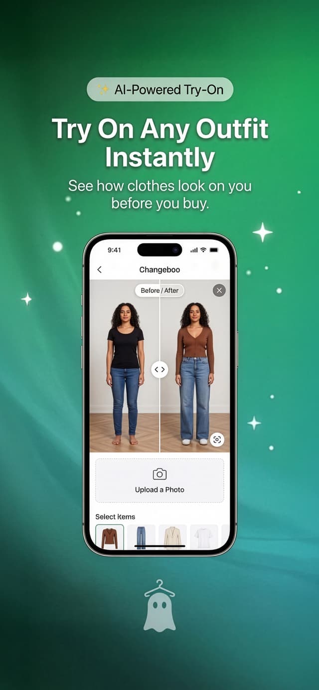 Changeboo AI Try-On — Before and After comparison